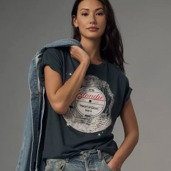 Letluv for Anthropologie Distressed Blondie Printed Tee - Picture 1 of 12